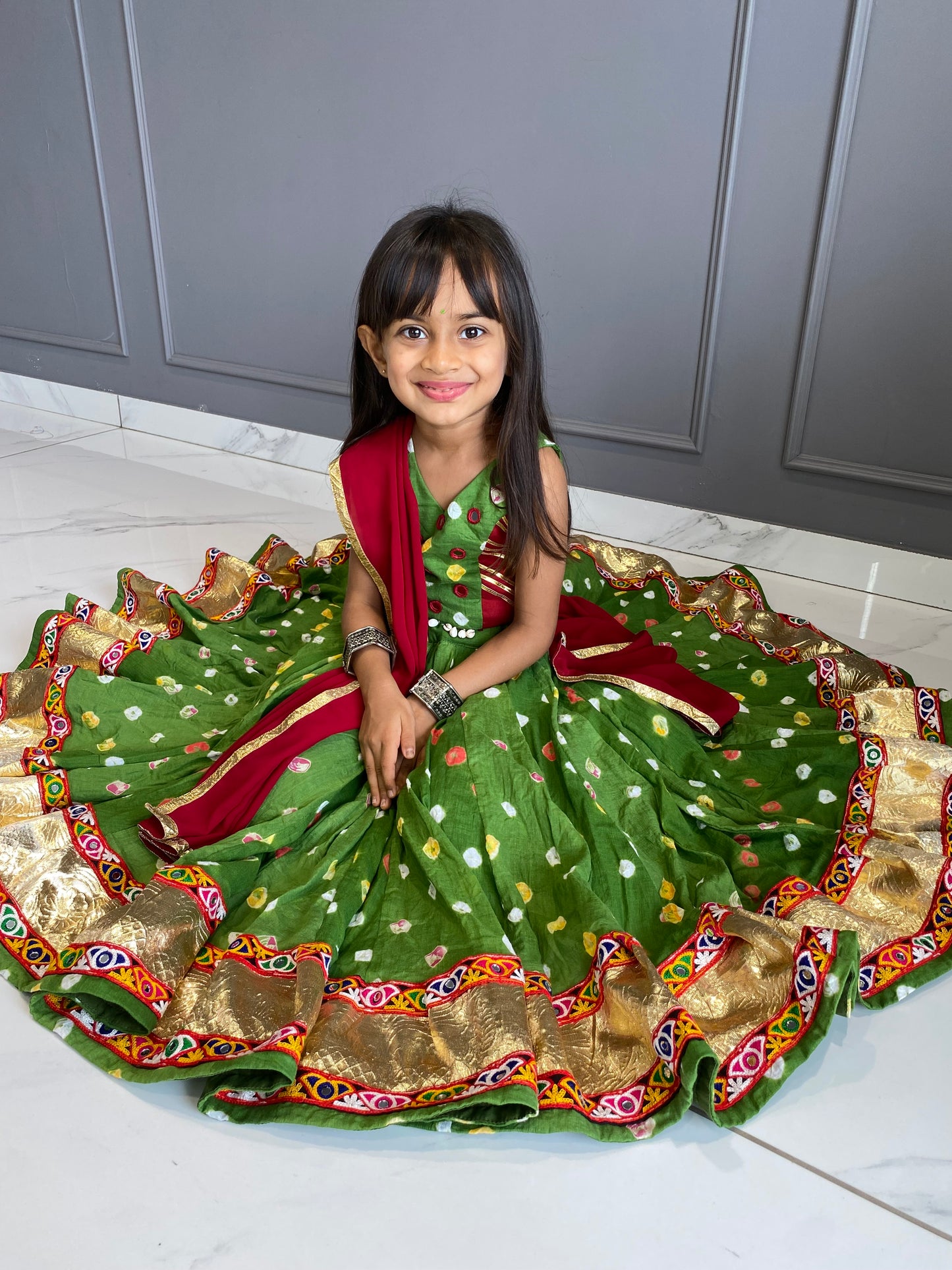 Mahendi Green Bandhej Chaniya Choli