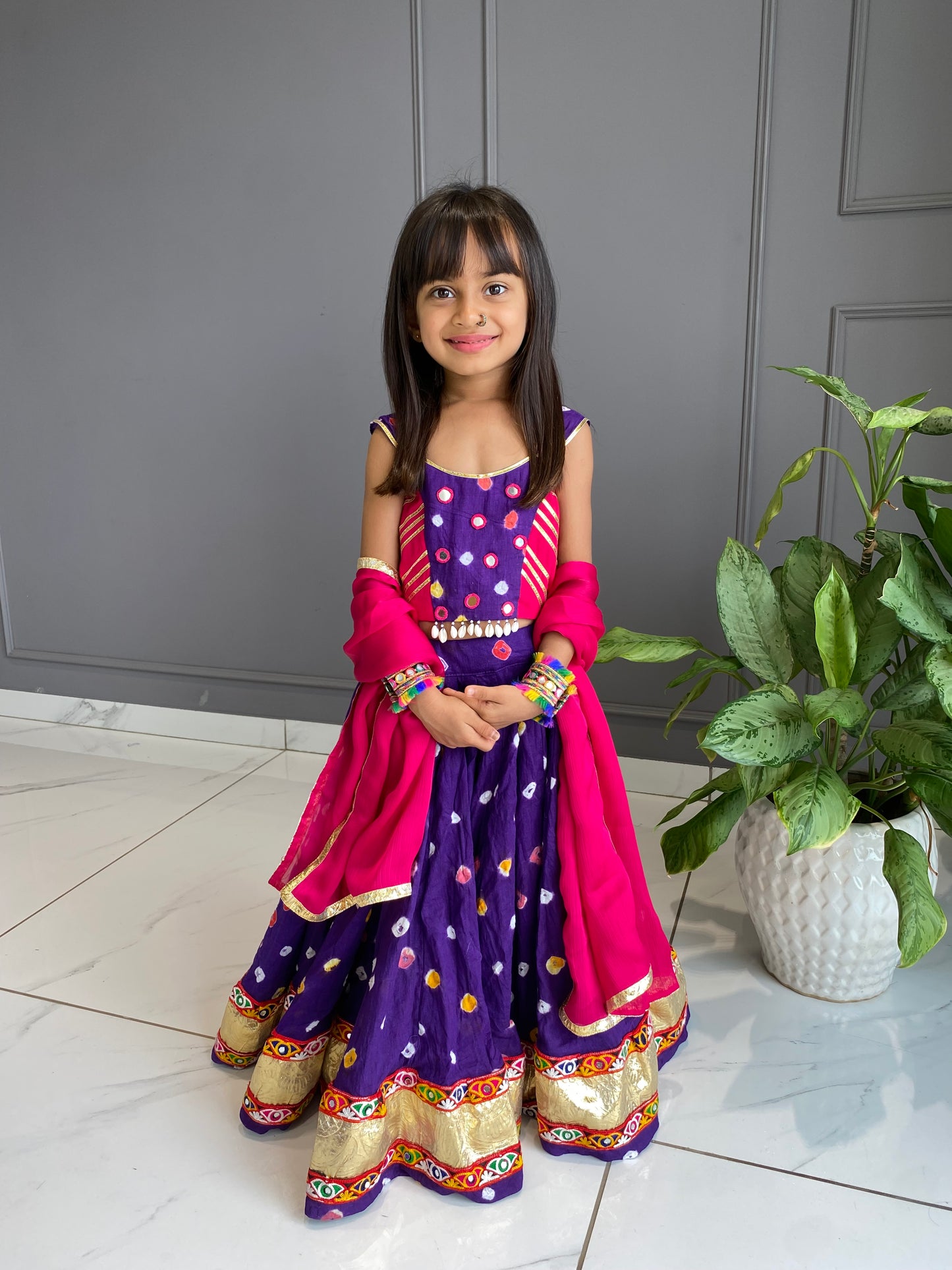 Purple Bandhej Chaniya Choli